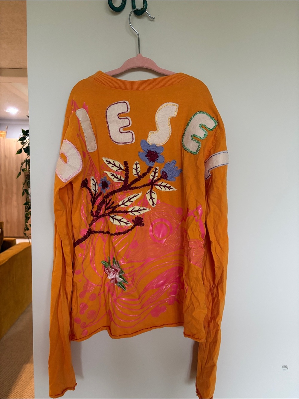 Diesel Kids Embroidered Floral Graphic Long Sleeve Top
